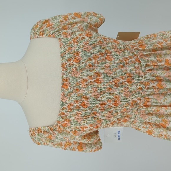 NEW Pies in the Sky Floral Lace Up Back Maxi Dress Orange 3X bohemian peasant - Picture 3 of 9